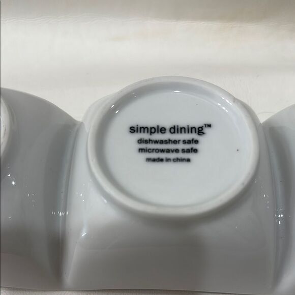 Simple Dining White Ceramic Triple Serveware Dish Condiments Snacks 11 X 3 1/2 - Picture 4 of 11